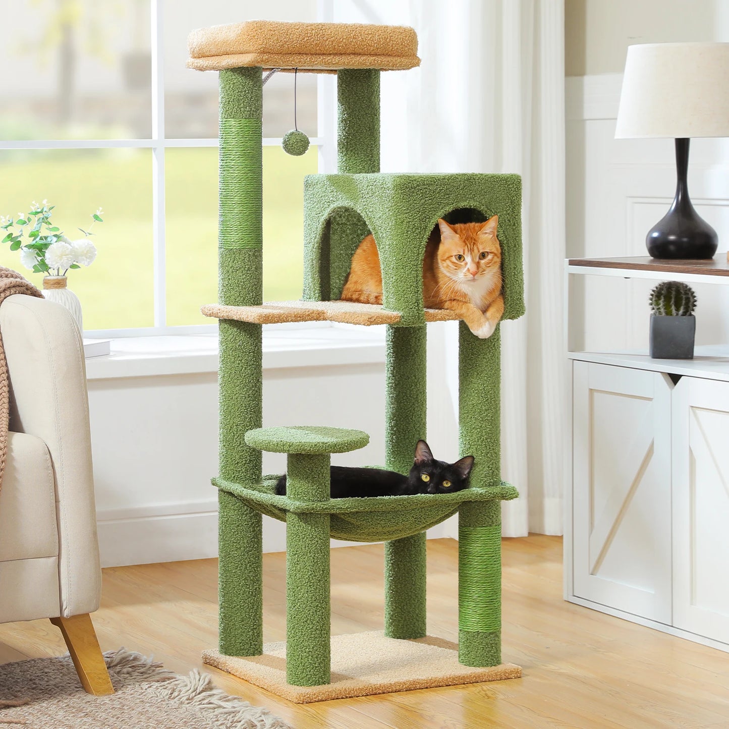 PEQULTI Five-Level Cat Tree Tower Top Perch And Sisal Post