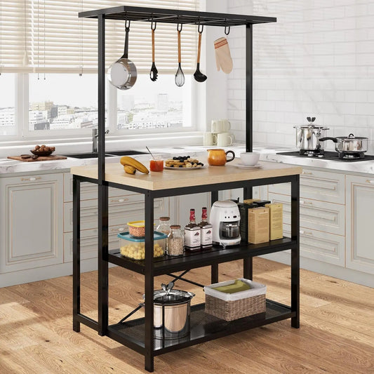 Rolling Kitchen Island With Wheels And Microwave Stand Storage Cart