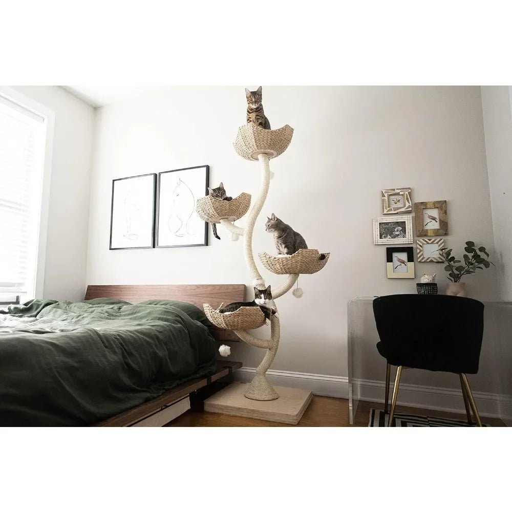 XMSJ Modern Cat Tree Tower Four-Tier Scratching Post