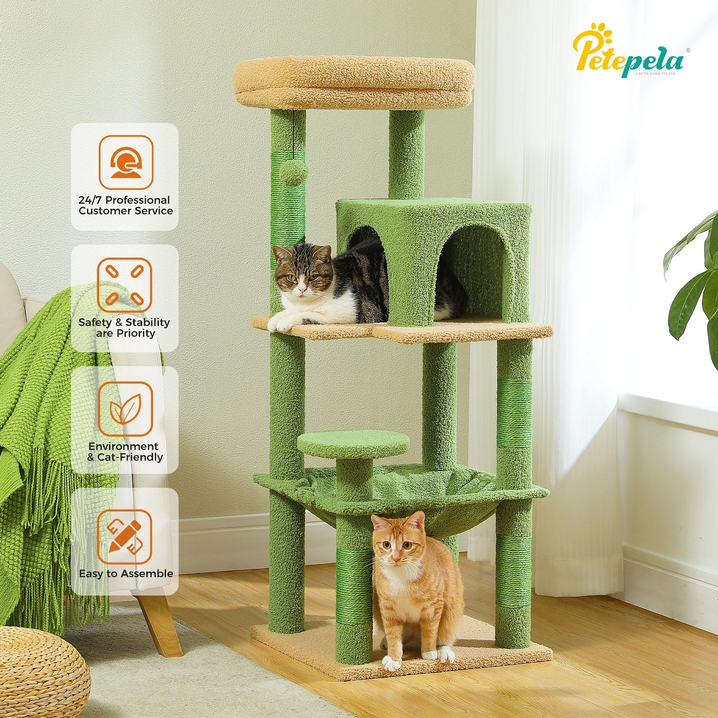 PETEPELA 5-Level Cat Tree For Indoor Cats With Metal Frame