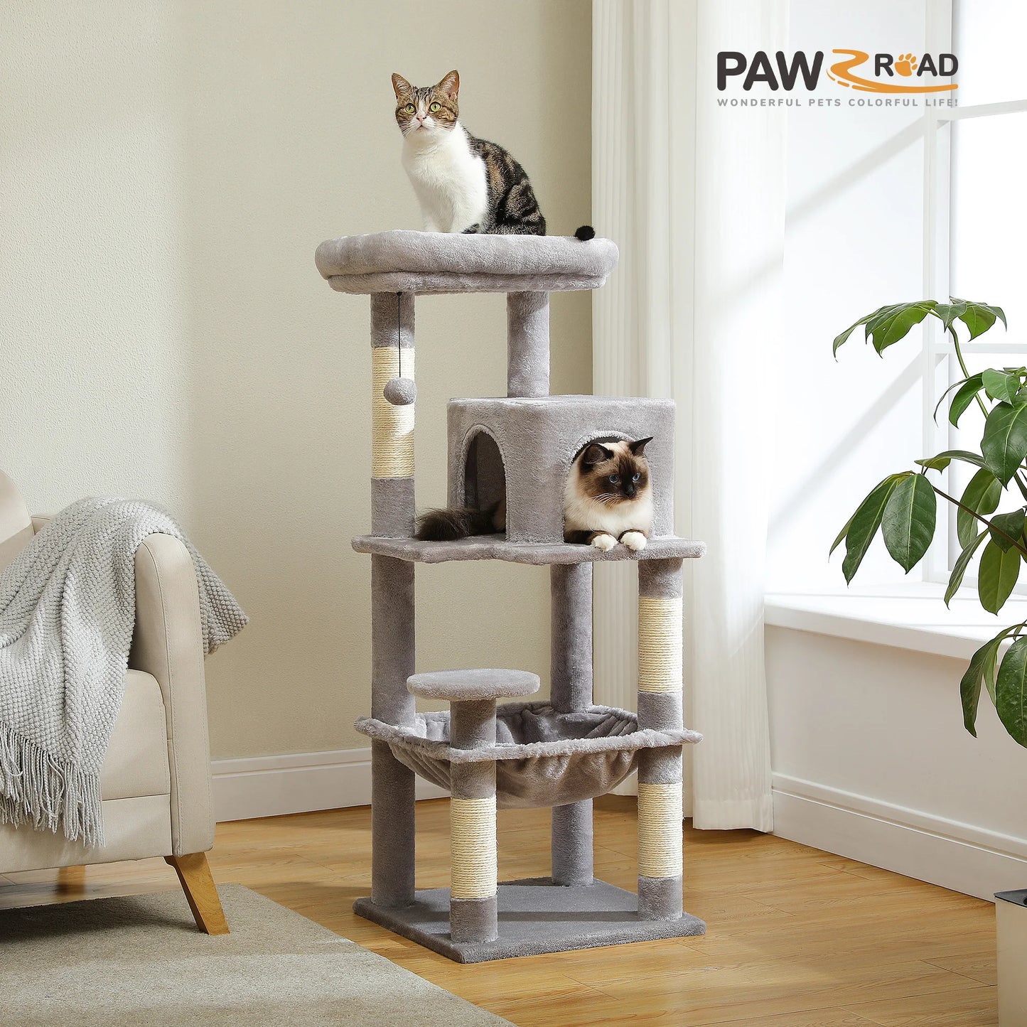 PETEPELA 5-Level Cat Tree For Indoor Cats With Metal Frame