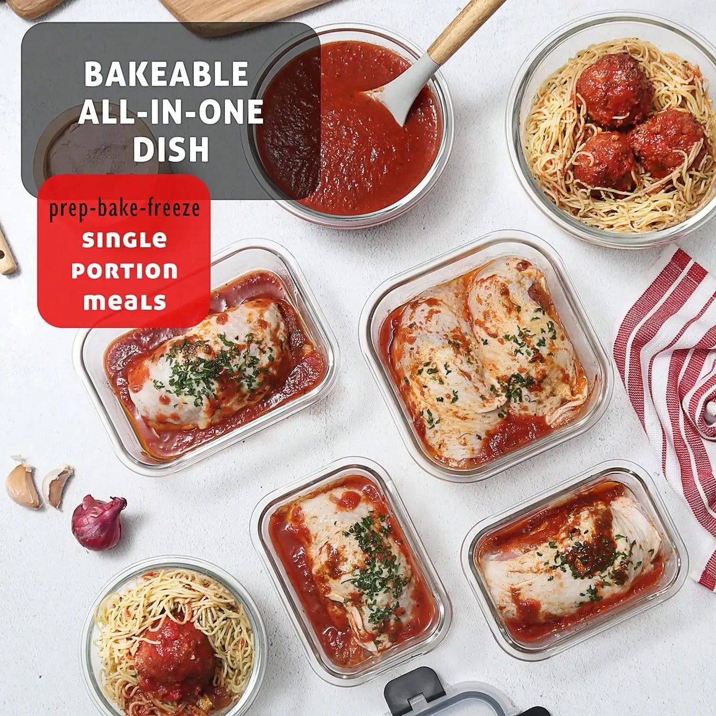 Glass Food Storage Containers with Lids Airtight Leak-Proof