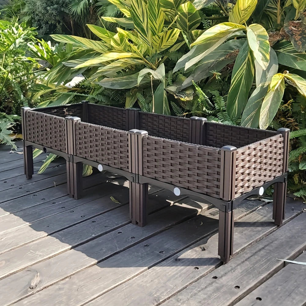 Plastic Raised Garden Bed With Legs Planter Box Drainage Holes