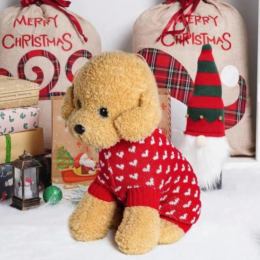 Knitted Dog Sweater With Heart Pattern For Small Pets