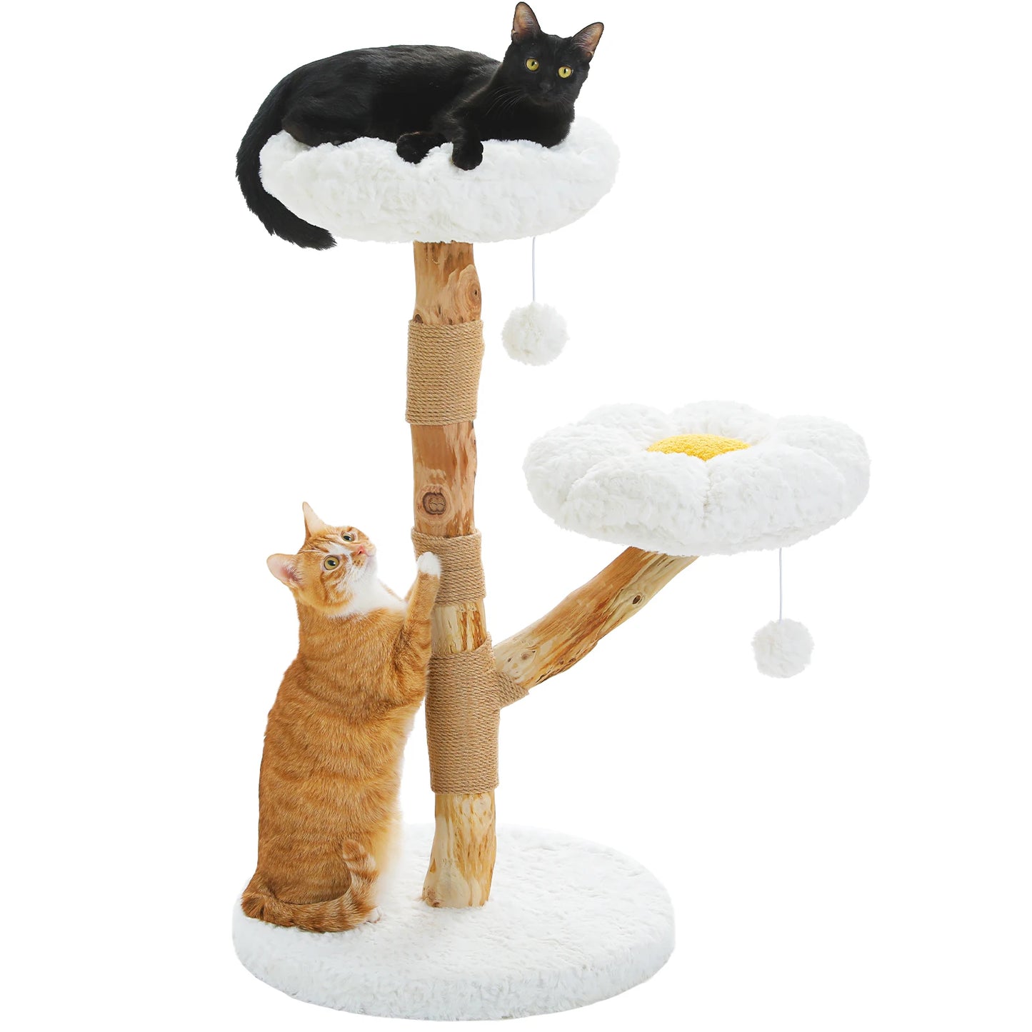 PAWZ Road Wood Cat Tree With Wicker Basket Bed And Sisal Posts