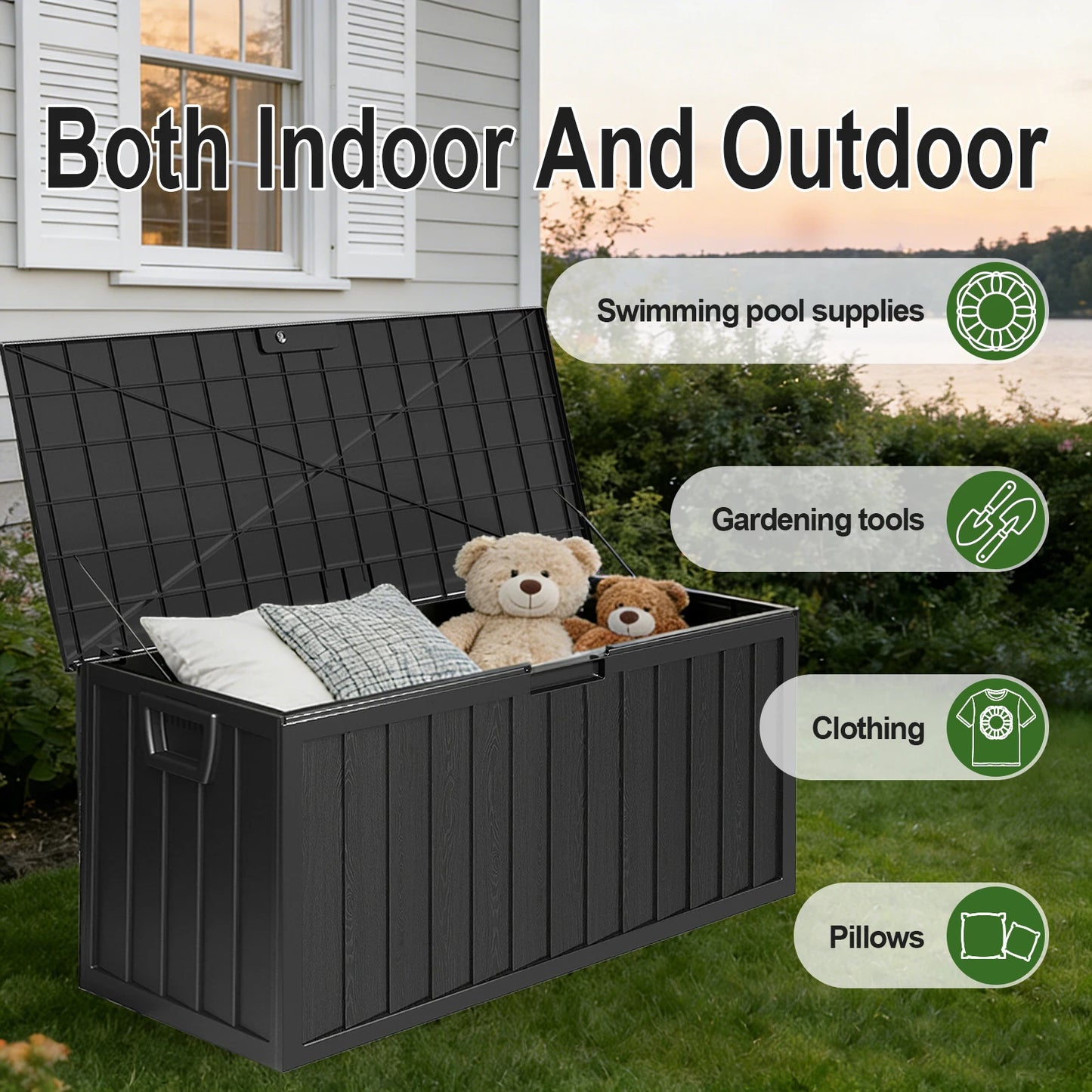 NONECN Heavy Duty Outdoor Storage Box with Flip Top Lid