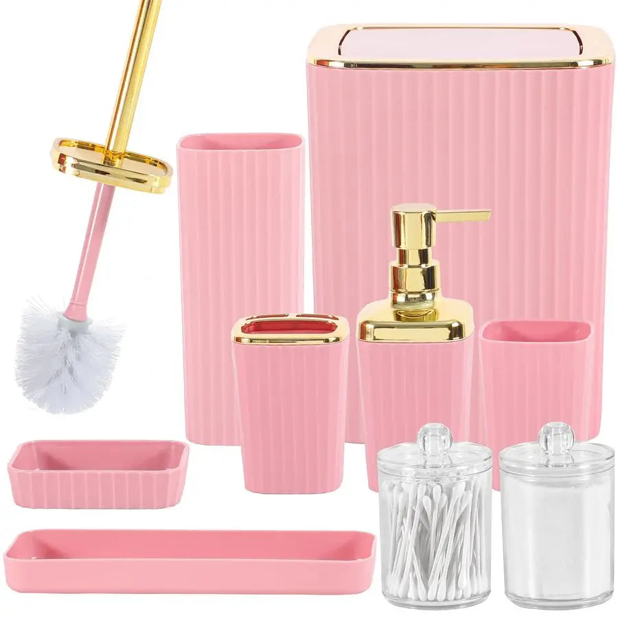 XMSJ 9 Piece Bamboo Bathroom Accessories Kit For Home