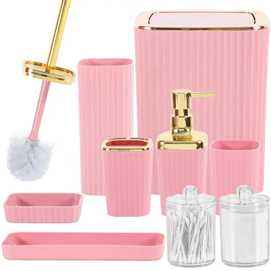 XMSJ 9 Piece Bamboo Bathroom Accessories Kit For Home