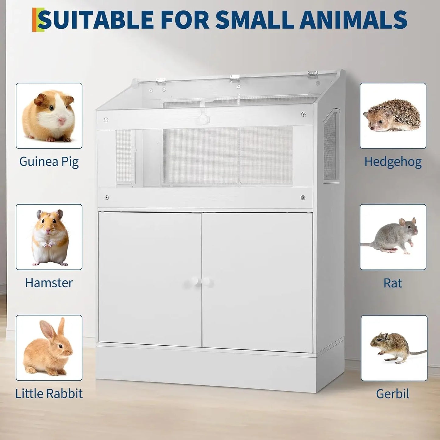HiMISS Acrylic Small Animal Cage With Storage Cabinet Habitat