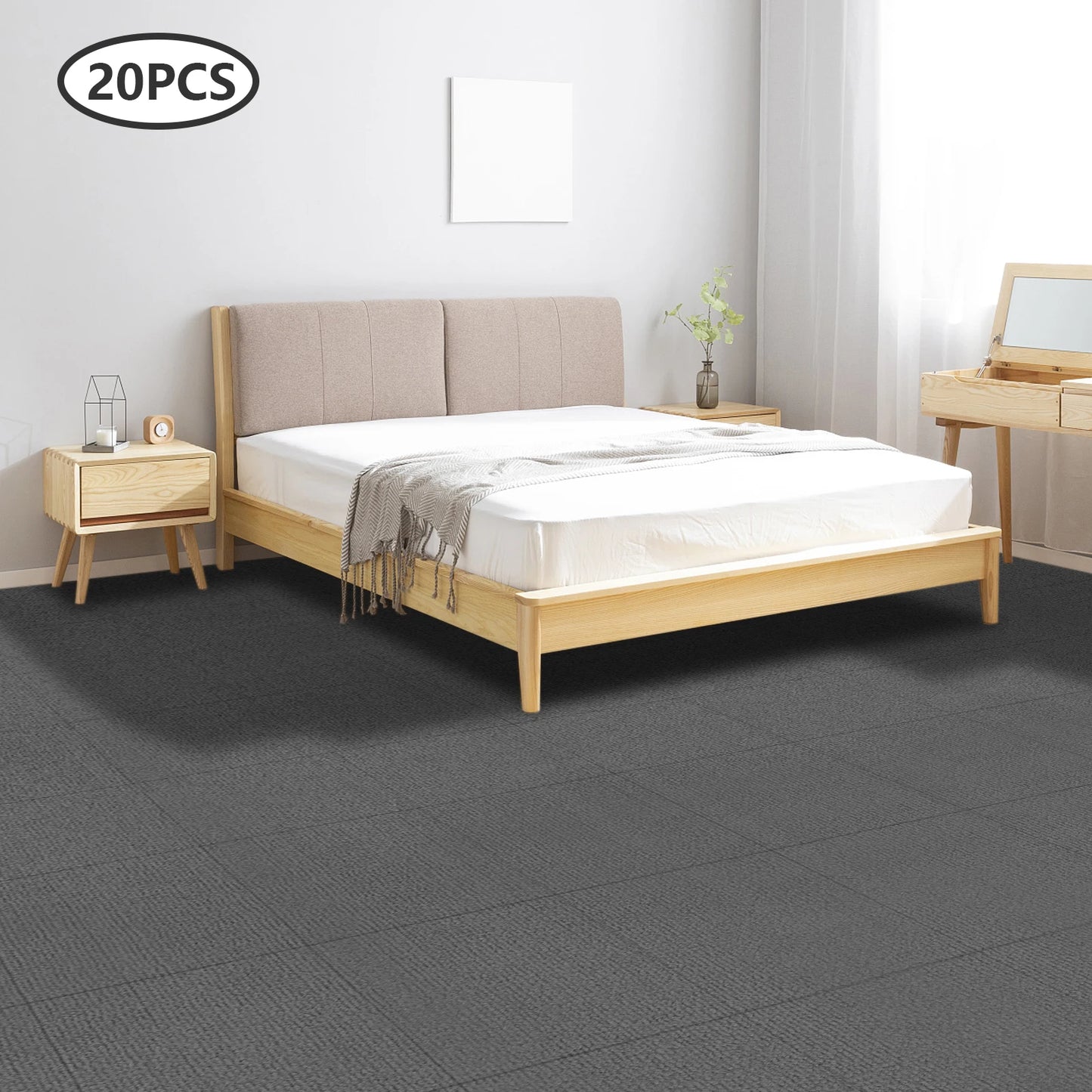 NONECN 20-Pack Self-Adhesive Carpet Tiles For Indoor Use