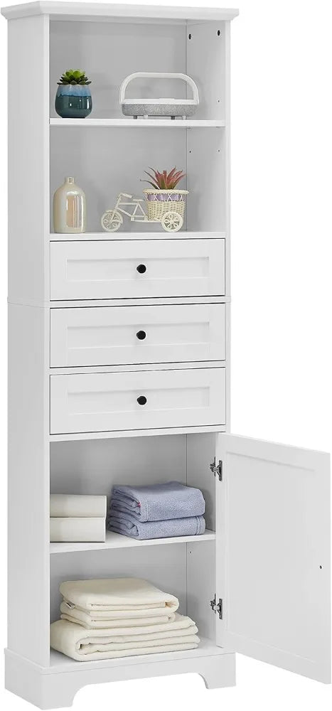 Tall Storage Cabinet With Drawers And Door Adjustable Shelf