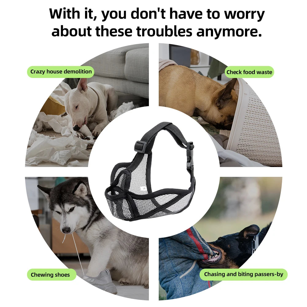 Dog Muzzle for Short Snouted Dogs Breathable Bark Control