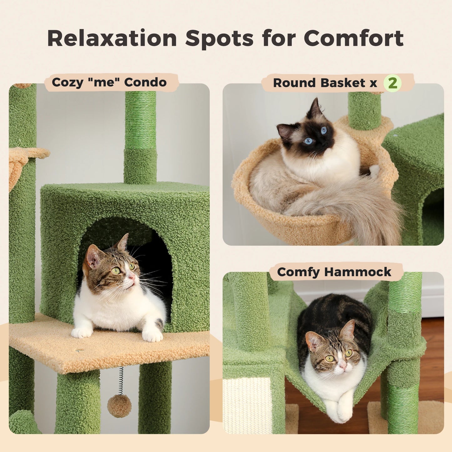 PAWZ Road Cactus Floor-To-Ceiling Cat Tree 7 Tiers