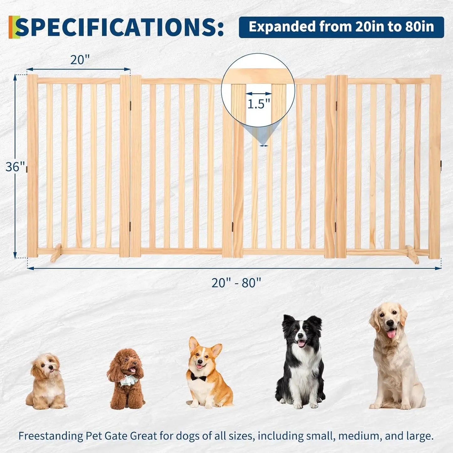 HiMISS Freestanding Dog Gate Foldable Indoor Pet Fence