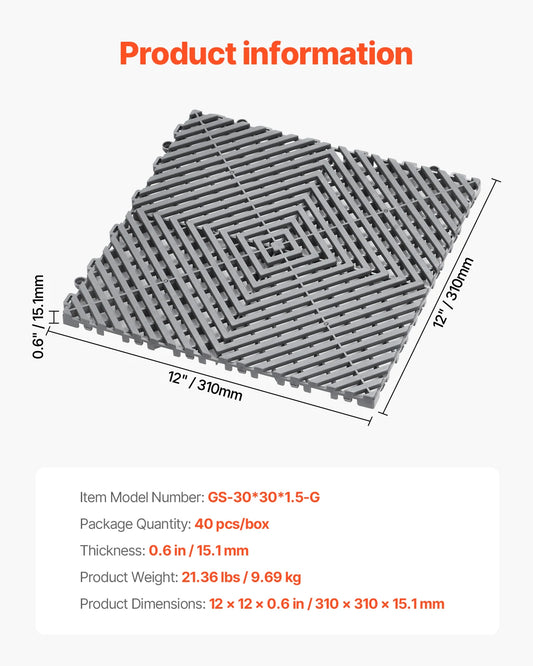 SucceBuy Interlocking Drainage Mat Non-Slip Floor Mat
