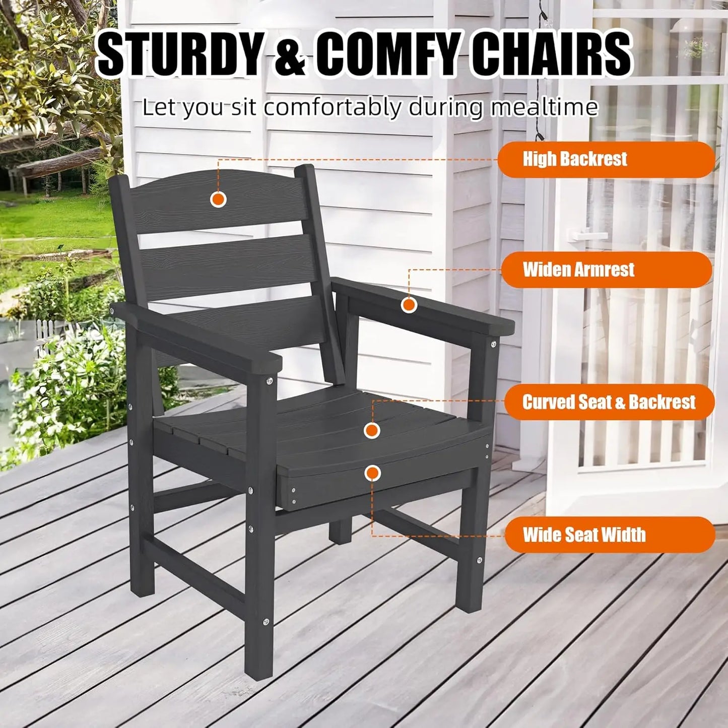 HIPS Patio Dining Set With Umbrella Hole And Weatherproof Table
