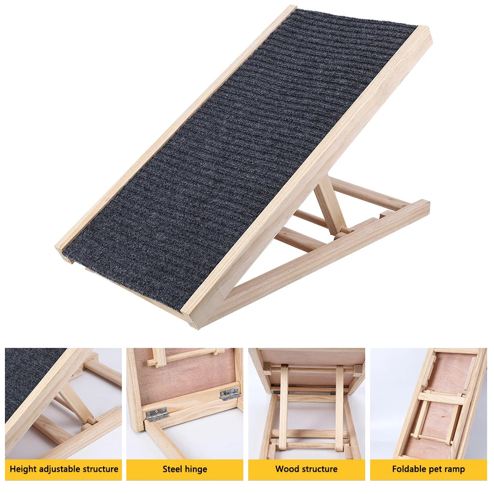 HiMISSDog Door Adjustable Folding Dog Ramp With Anti Skid