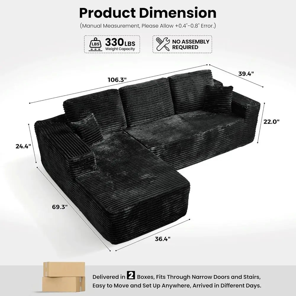 Corduroy Deep Seating Sofa For Living Room And Lounge