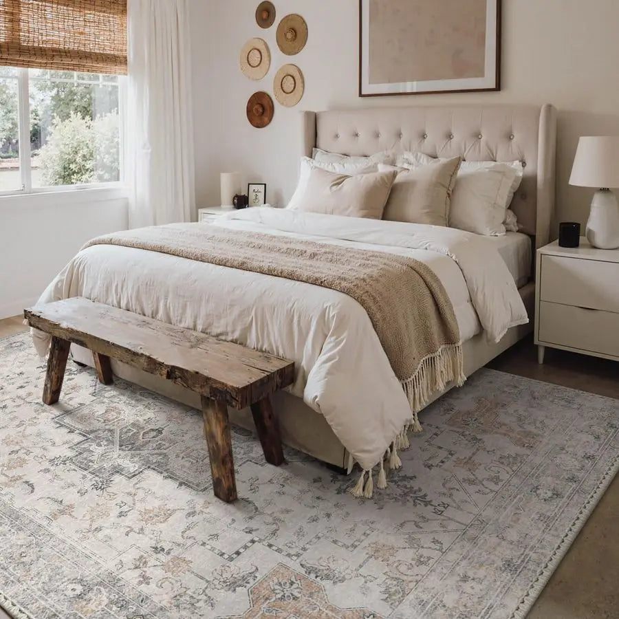 Dini Machine Washable Non Slip Vintage Chenille Area Rug