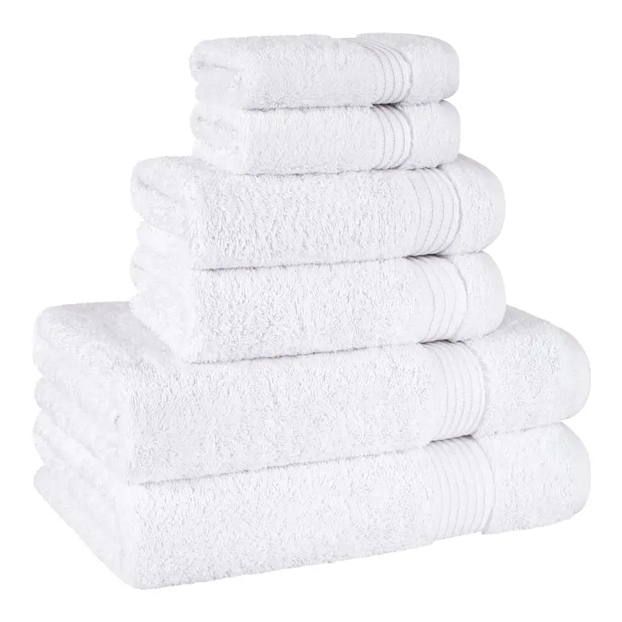 Turkish Cotton 6 Piece Towel Set Absorbent Bath Towels