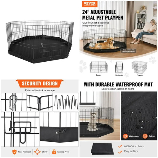 Foldable Dog Playpen For Indoor Outdoor Pet Enclosure