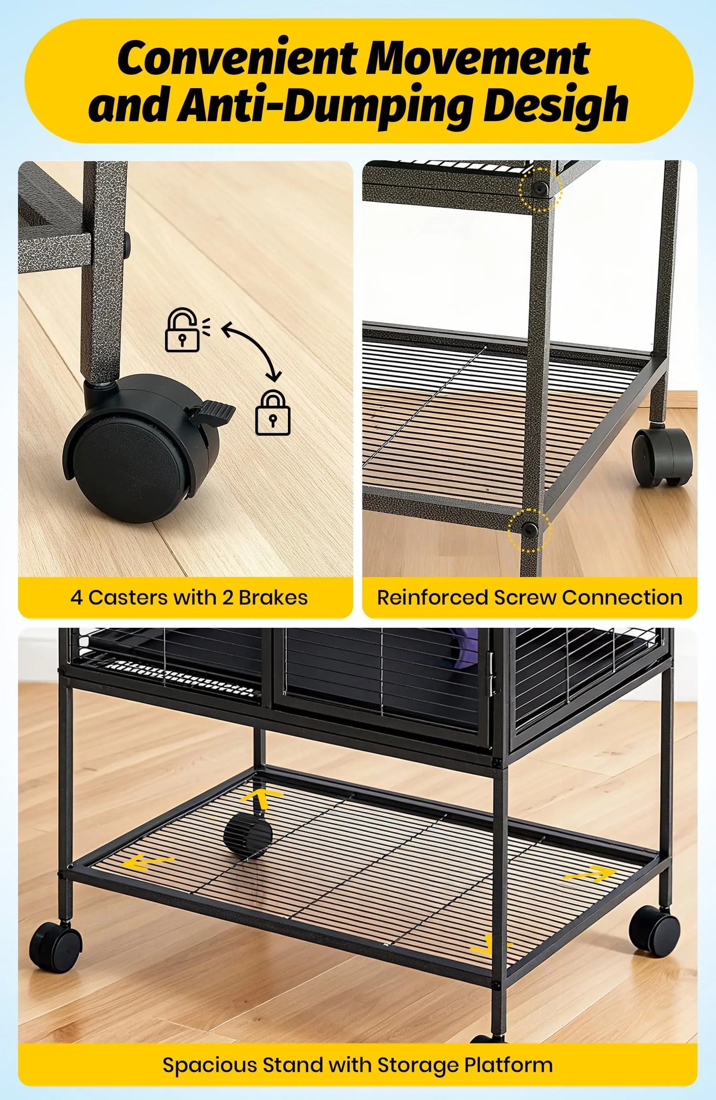 HiMISSCN Multi Level Metal Cage For Small Animals With Ramp