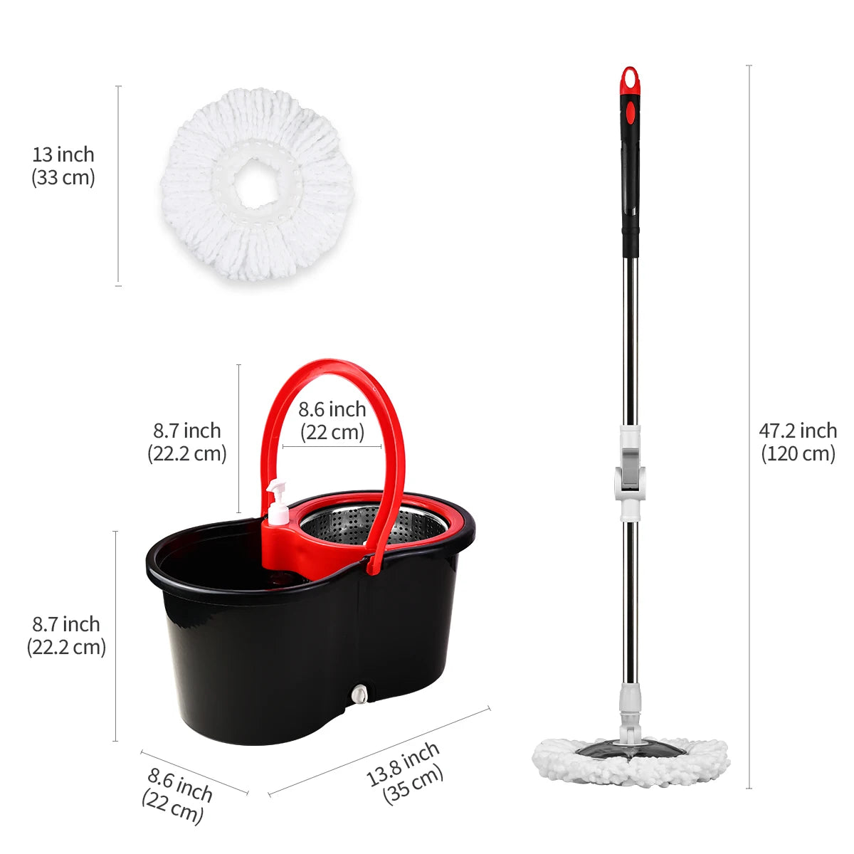 NONECN 360° Spin Mop System With Self Cleaning Bucket