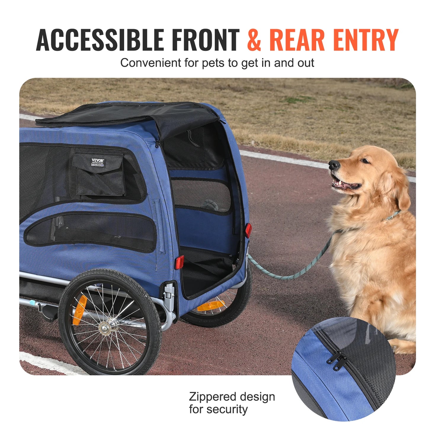 Dog Bike Trailer Carrier 100lbs Pet Cart With Reflectors And Flag