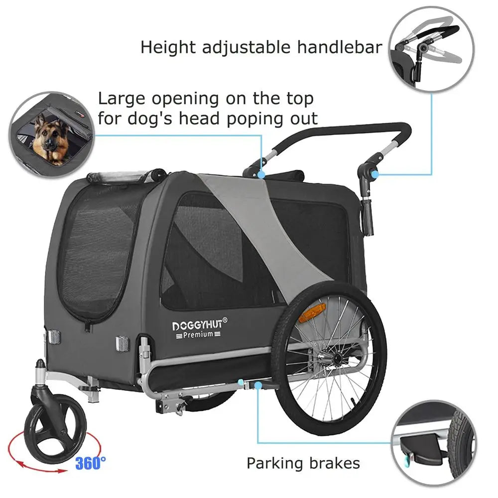 XMSJ Premium Large Pet Bike Trailer and Stroller for Dogs