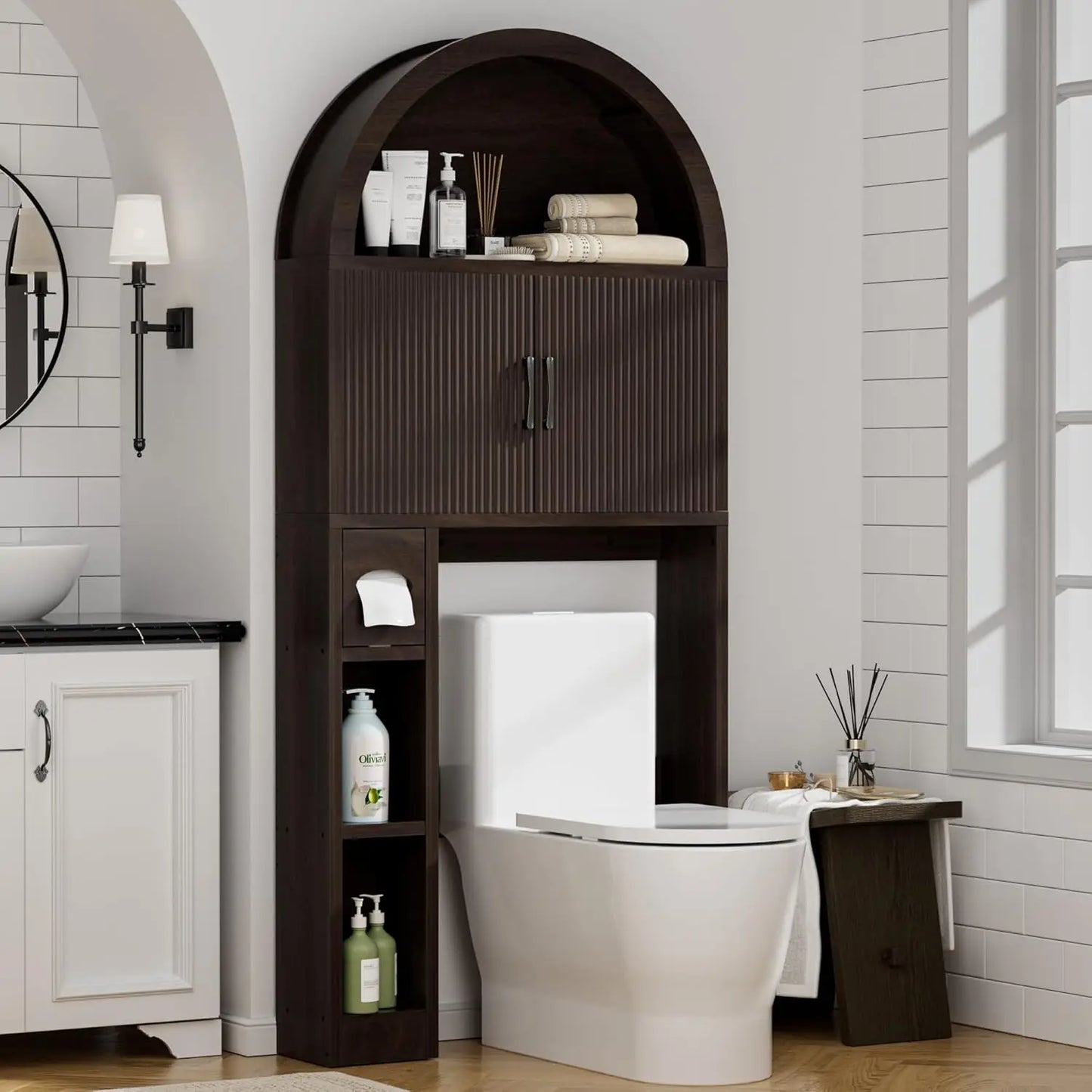 Over Toilet Storage Cabinet Arch Design Freestanding Bathroom Organizer