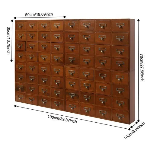 NONECN Pine Wood 64 Drawer Storage Cabinet For Home Office