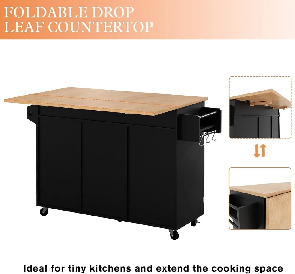 Kitchen Island On Wheels With Drop Leaf And Barn Door