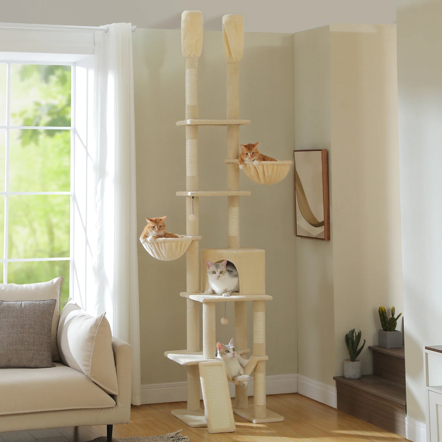 PAWZ Road Cactus Floor-To-Ceiling Cat Tree 7 Tiers