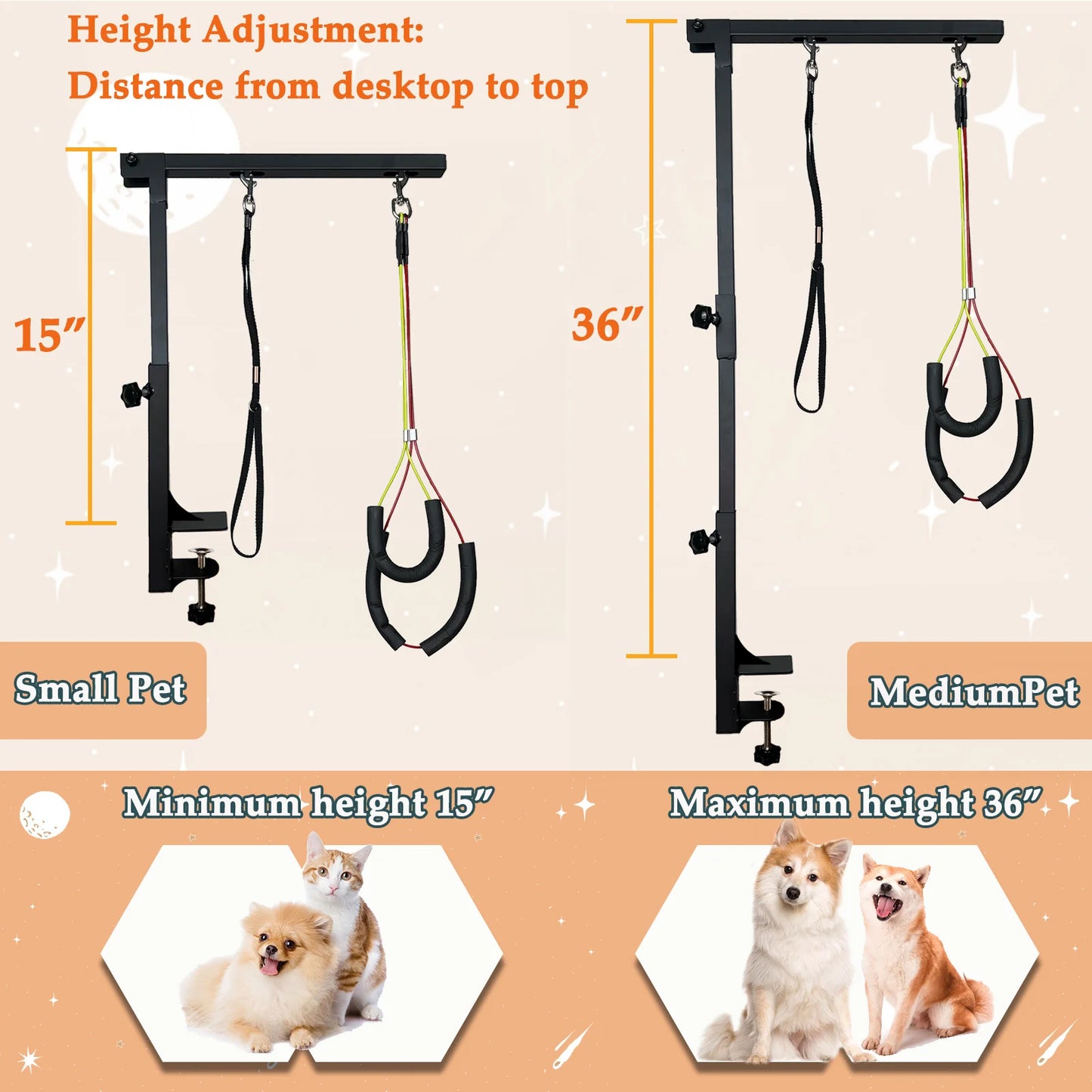 NONECN Adjustable Height Dog Grooming Arm With Haunch Holder