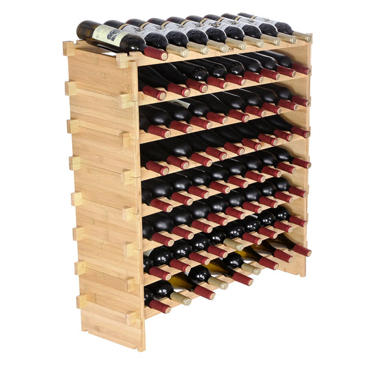 SucceBuy Bamboo 8 Tier Stackable Wine Rack For Kitchen