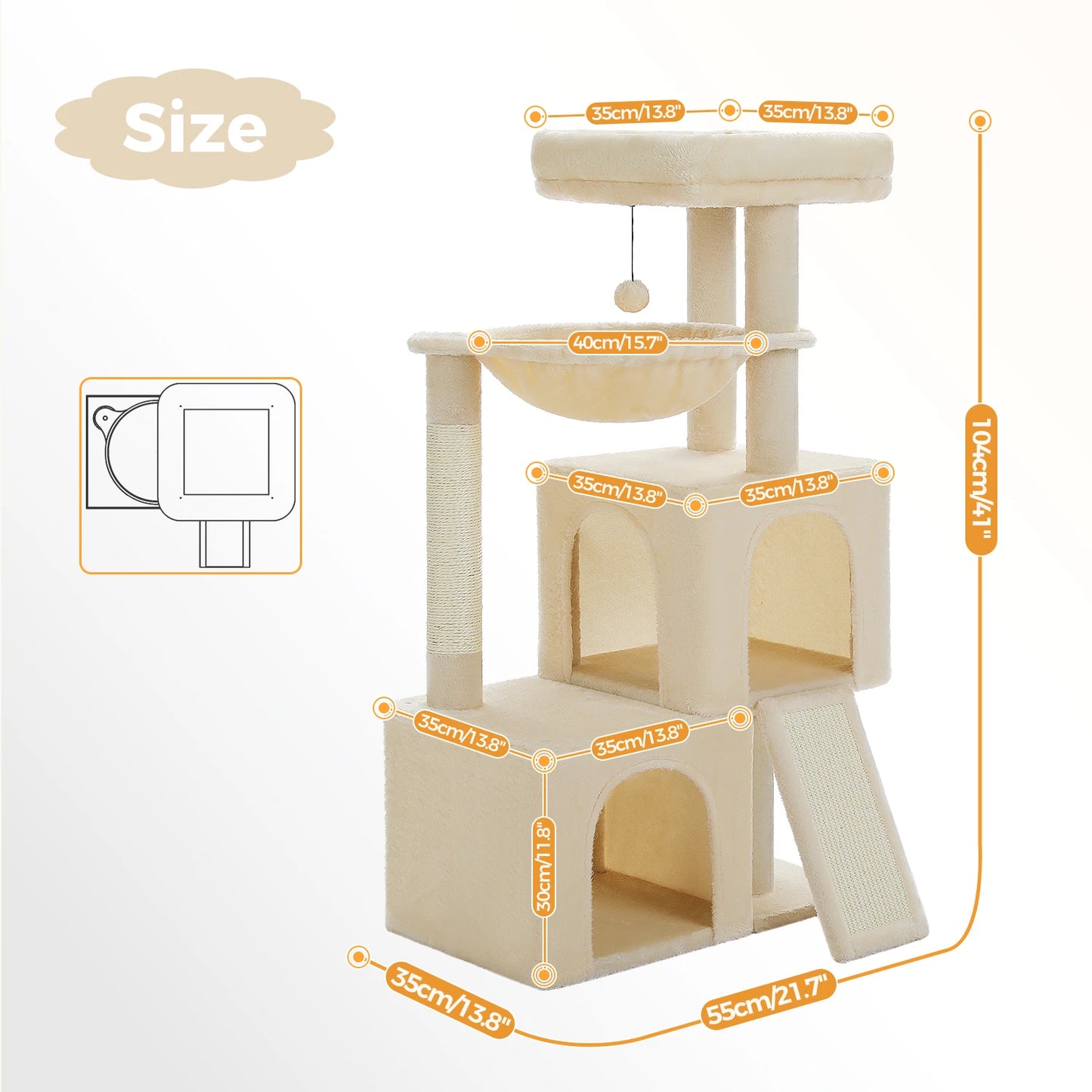 PAWZ Road Multi-Level Cat Tree Indoor Cat Tower With Condos Sisal Scratching Pad