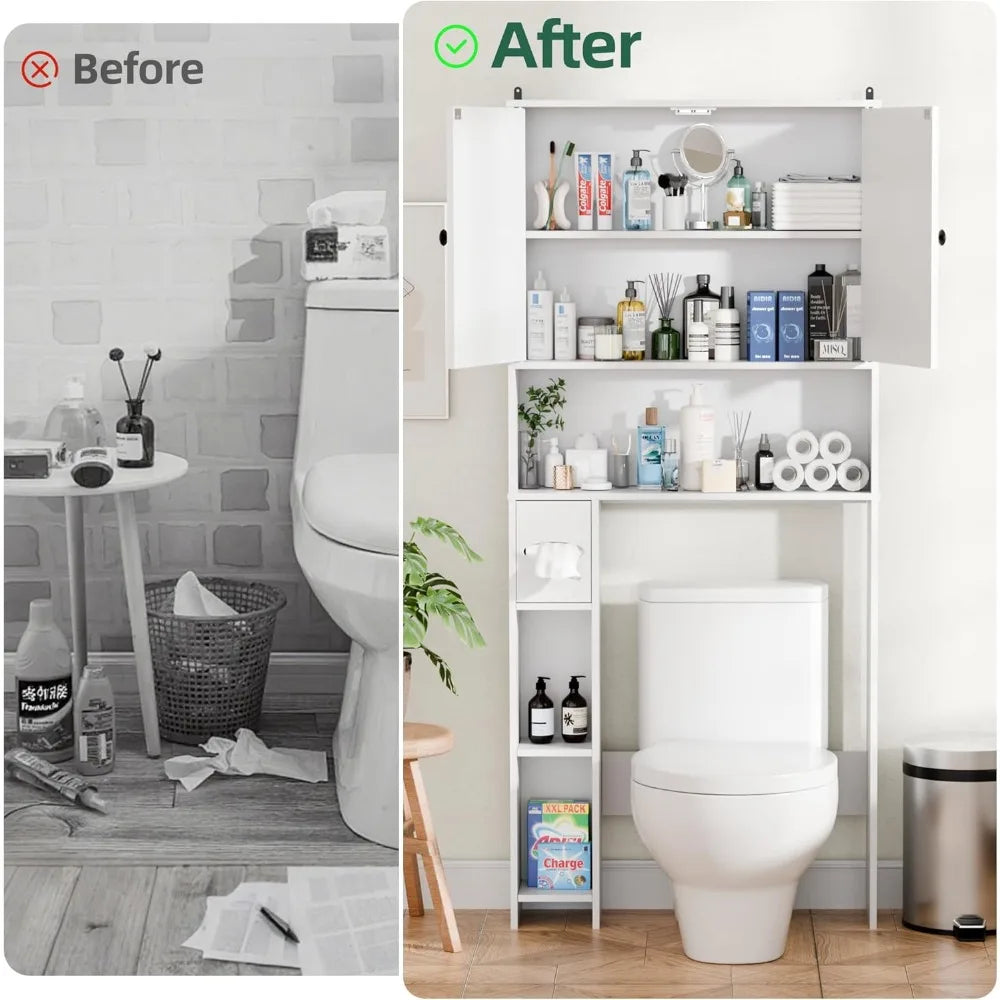 Over Toilet Storage Cabinet With Two Doors And Adjustable Shelves