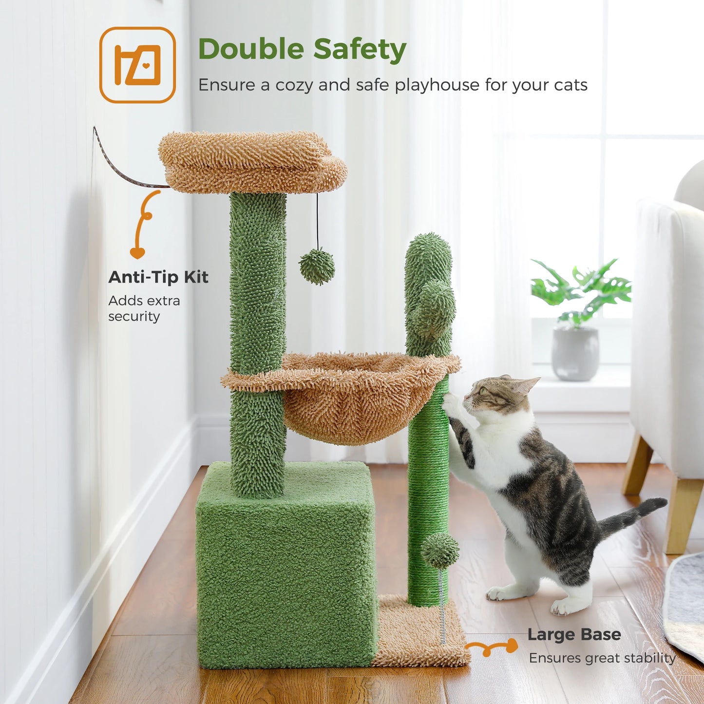 PAWZ Road 4-In-1 Cat Tree With Large Condo And Hammock