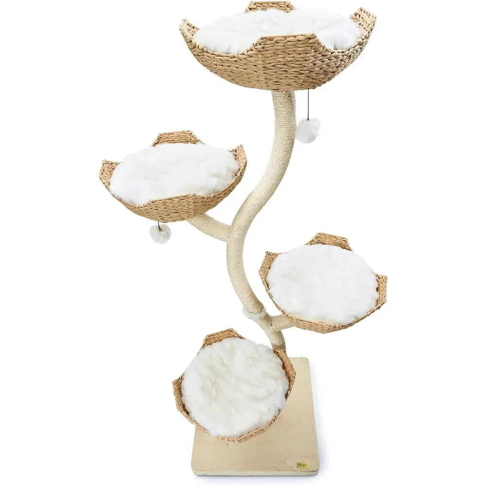 XMSJ Modern Cat Tree Tower Four-Tier Scratching Post