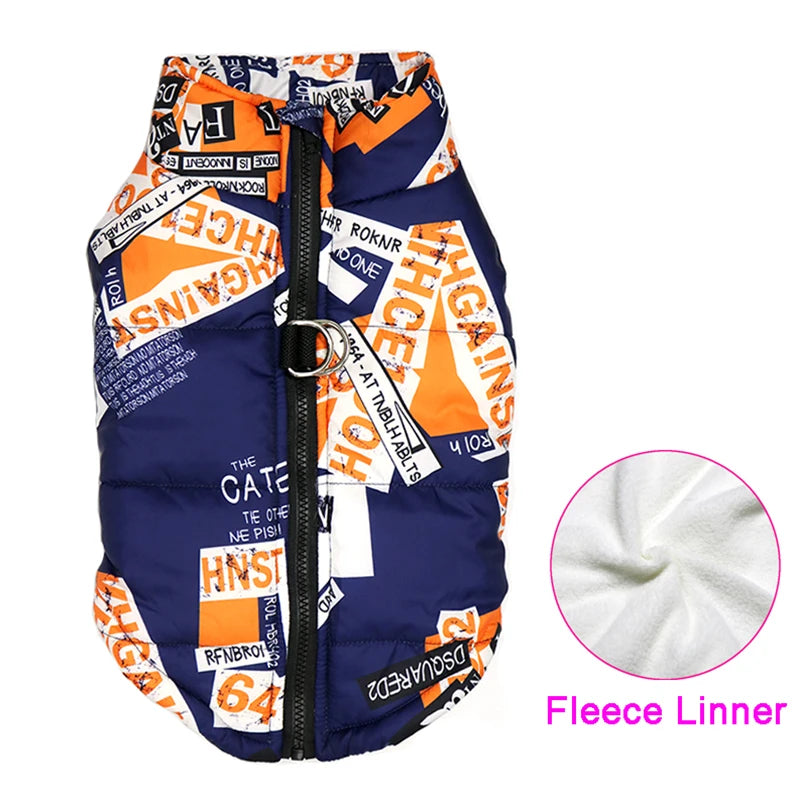 Padded Winter Dog Vest Jacket Waterproof Zipper Coat