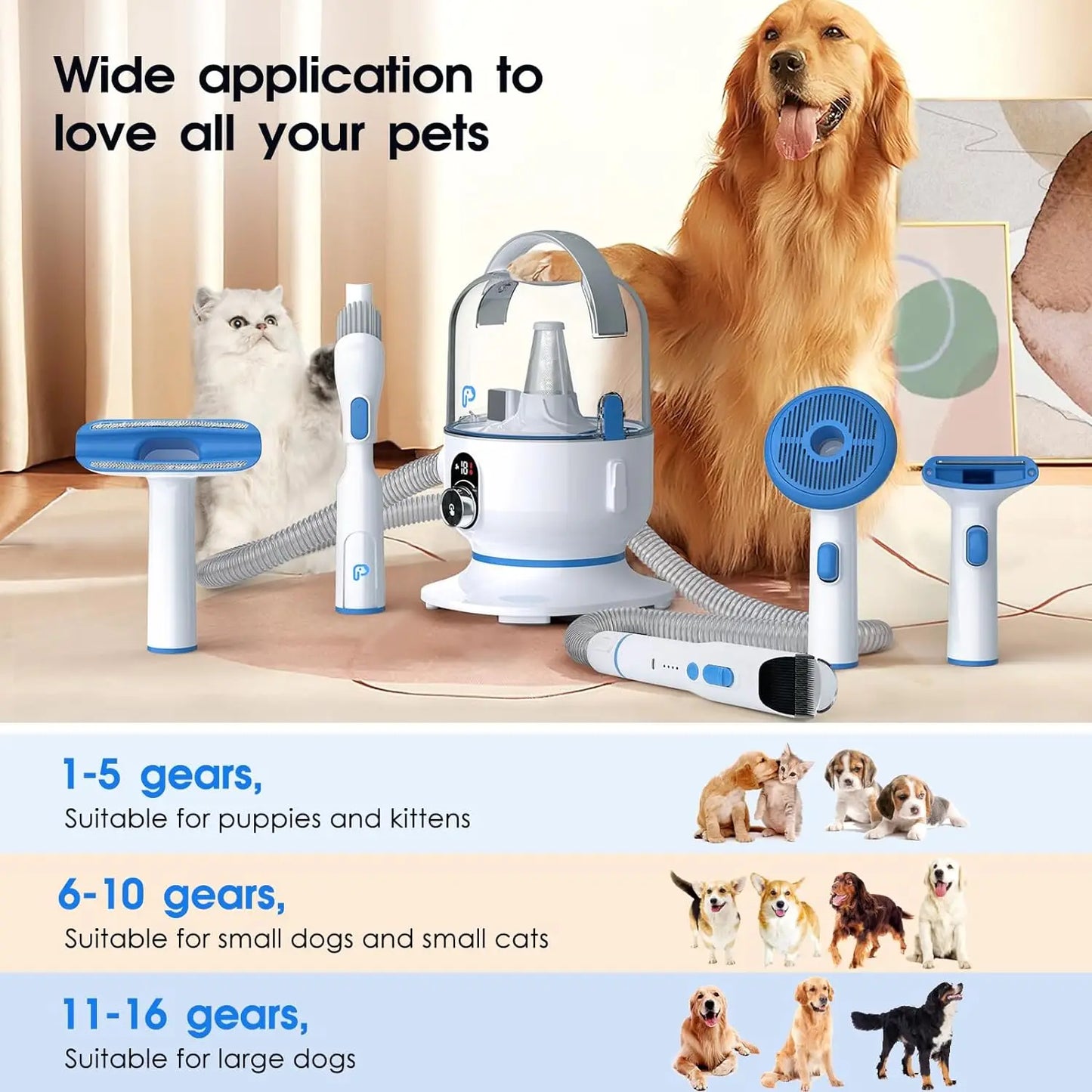 HiMISS Dog Grooming Kit With 2L Vacuum Suction