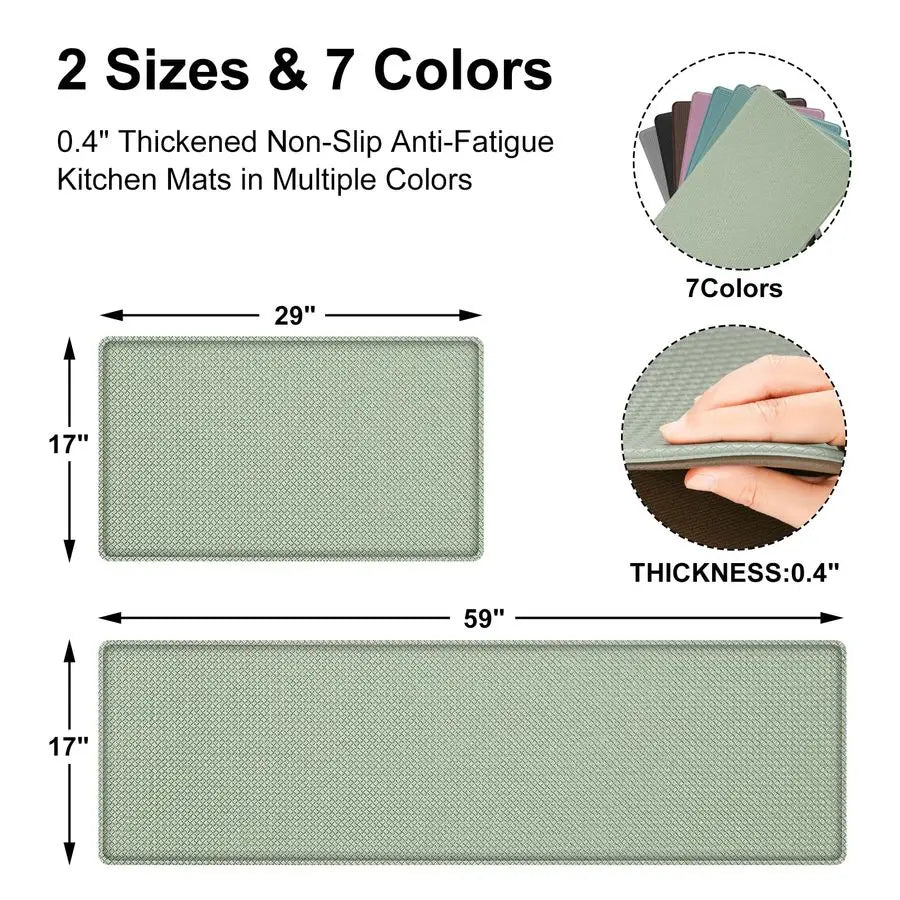 Anti Fatigue Kitchen Mats Set 2 Cushioned Washable