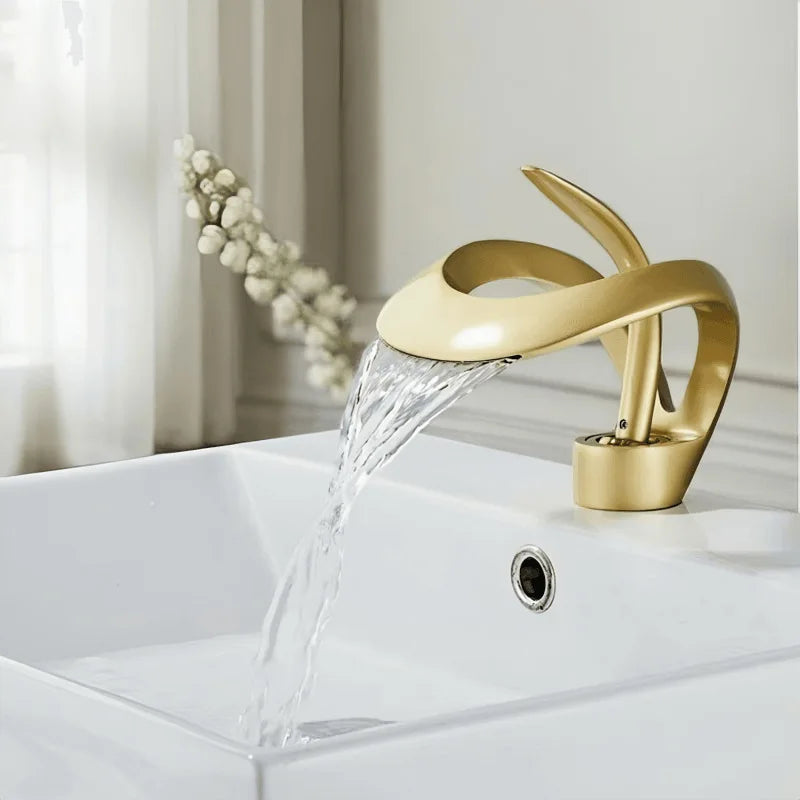 ALENARTWATER Solid Brass Basin Taps Single Handle Waterfall Faucet