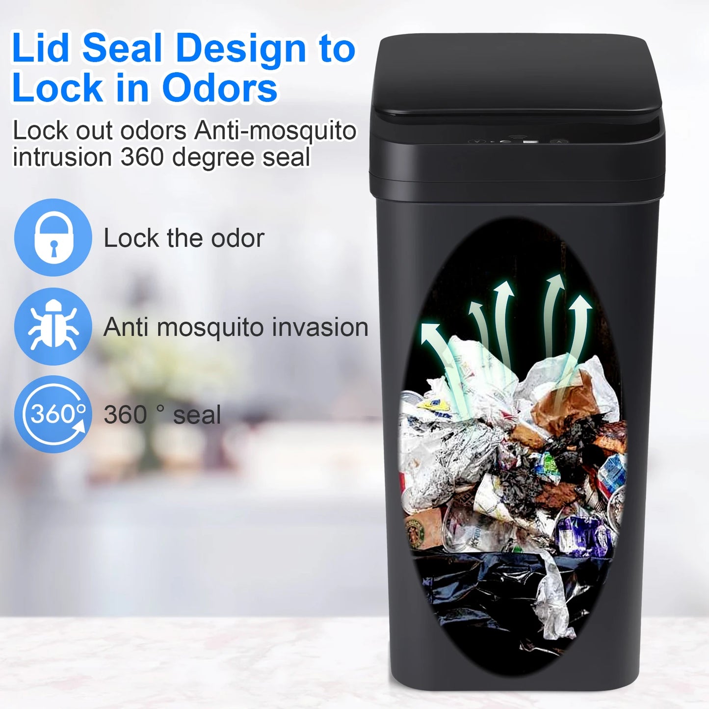 NONECN 2 Pack Touchless Motion Sensor Trash Cans Slim Design