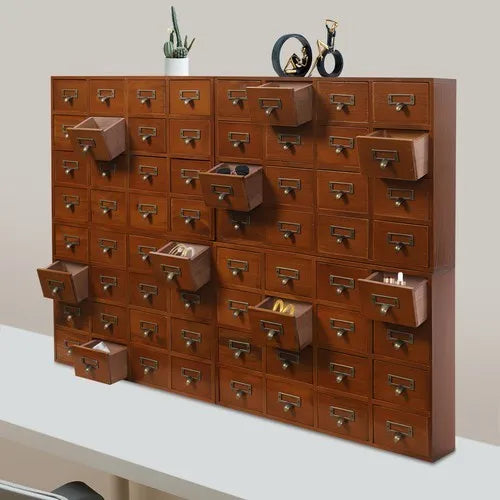 NONECN Pine Wood 64 Drawer Storage Cabinet For Home Office