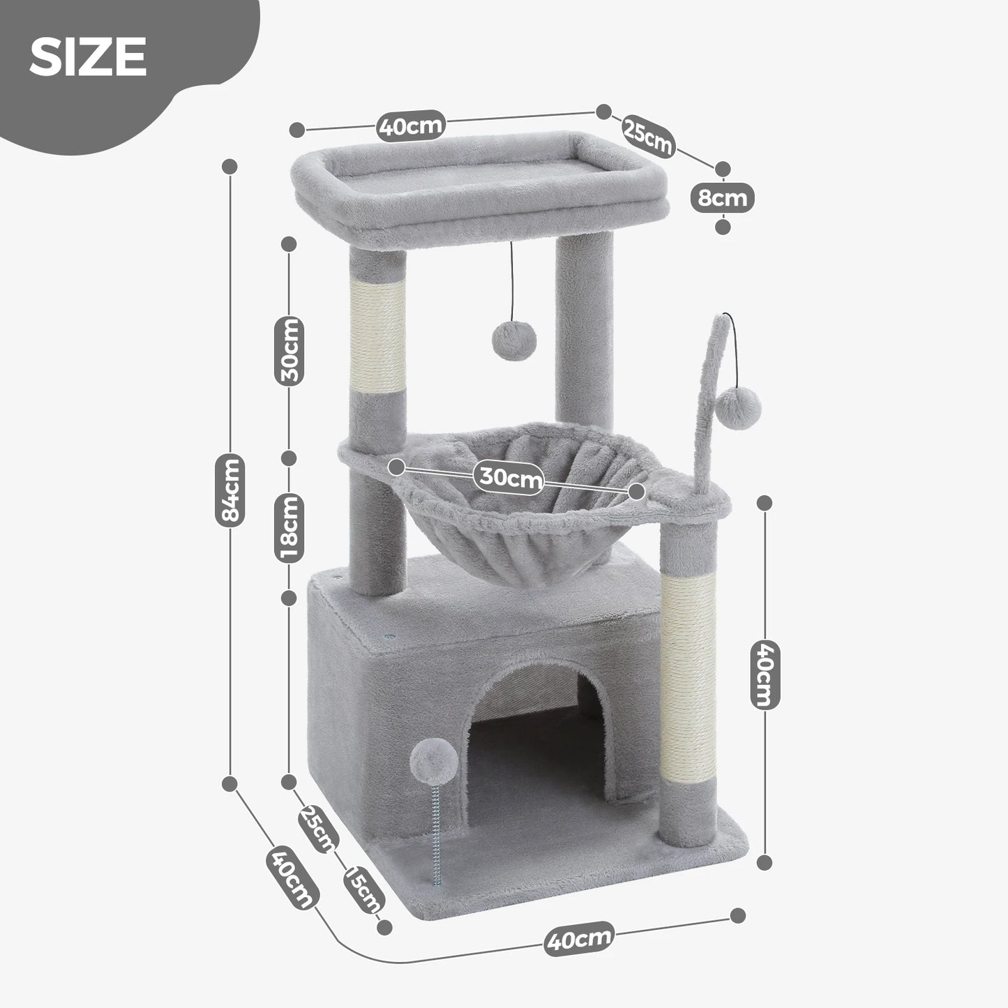 PAWZ Road 4-In-1 Cat Tree With Large Condo And Hammock