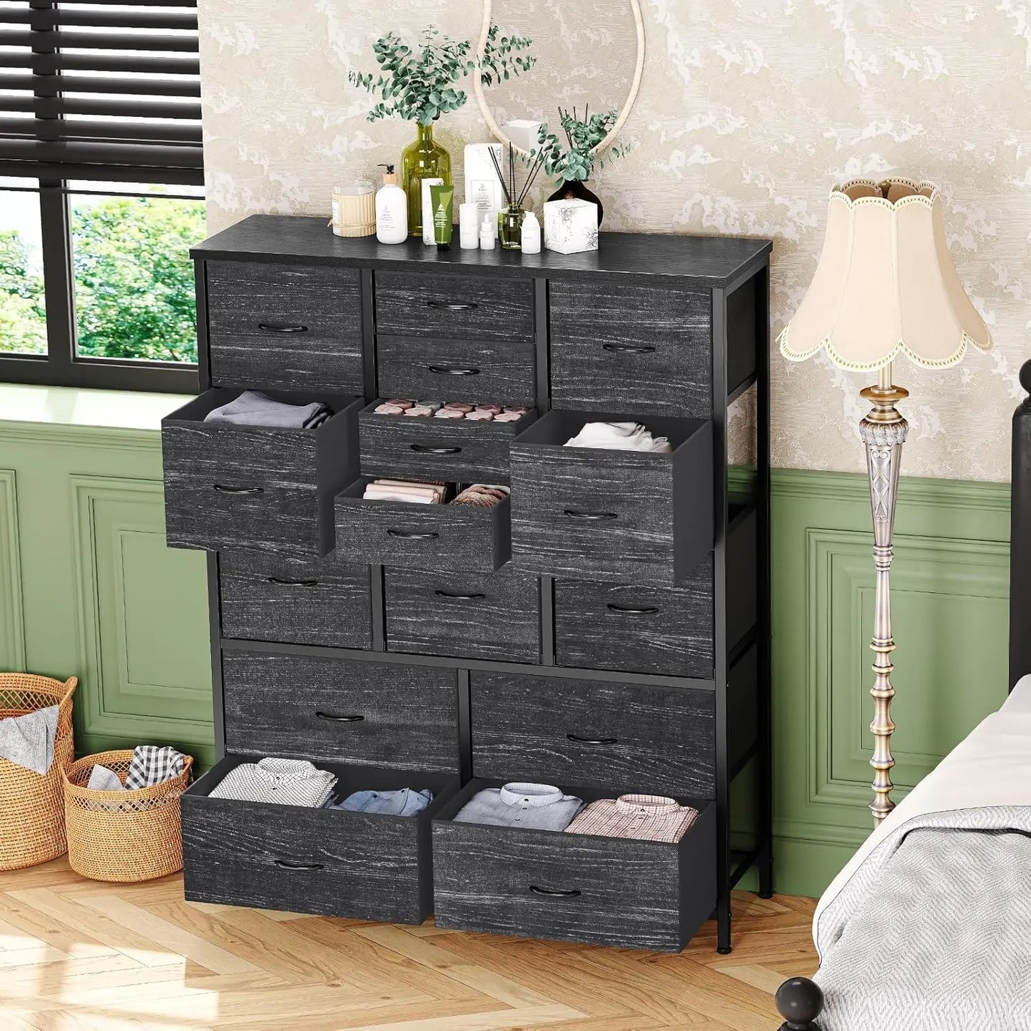 NONECN 15-Drawer Fabric Chest Of Drawers With Metal Frame