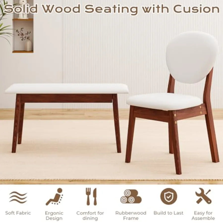 SHXI Wood Dining Table Set For Four Mid Century Modern