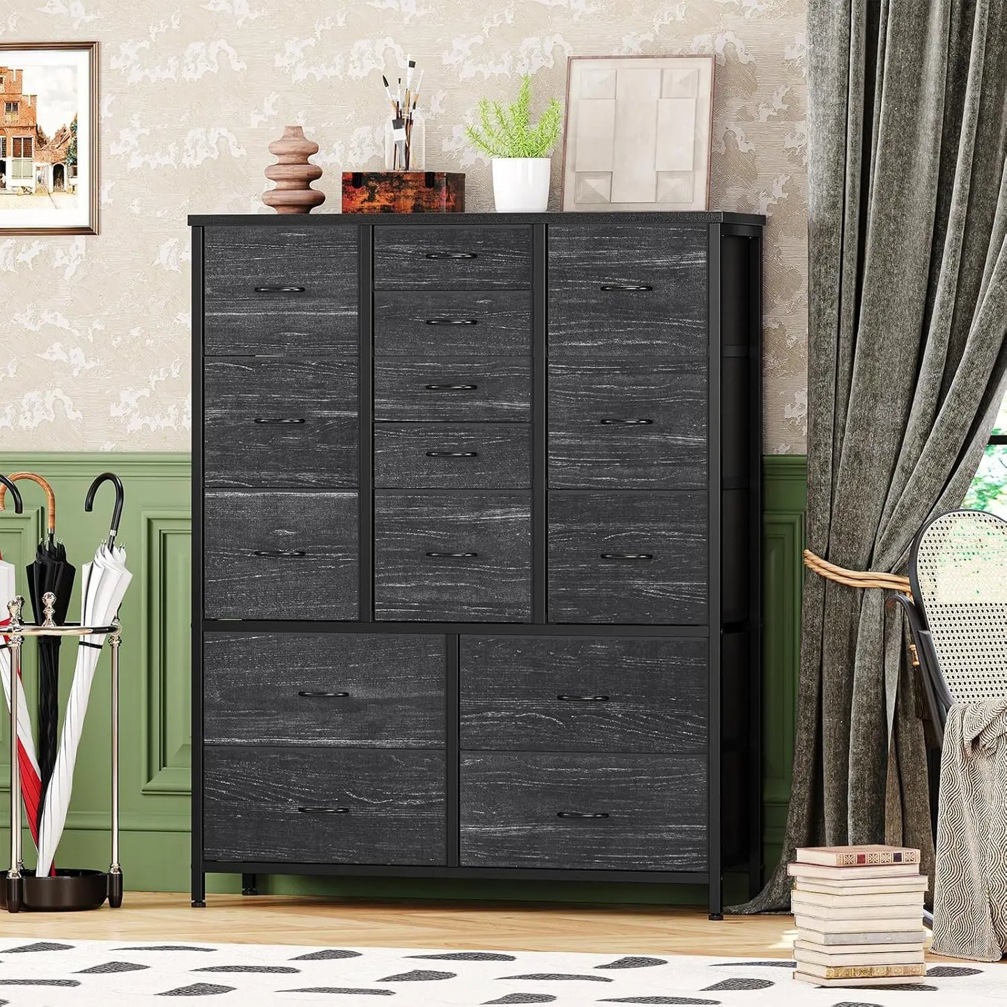 NONECN 15-Drawer Fabric Chest Of Drawers With Metal Frame