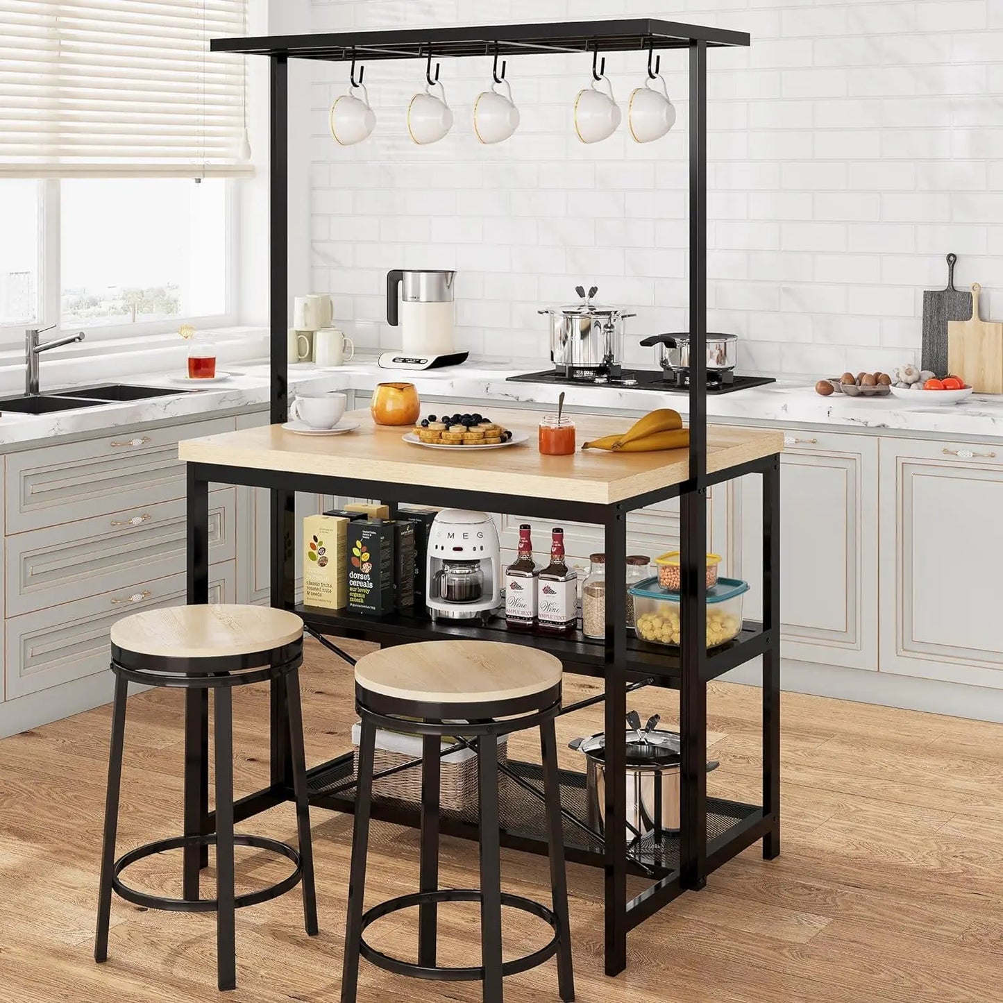 Rolling Kitchen Island With Wheels And Microwave Stand Storage Cart
